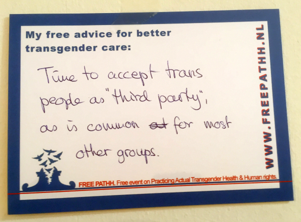 Tijd om trans mensen als "derde partij" te accepteren, zoals gebruikelijk is voor de meeste andere groepen.