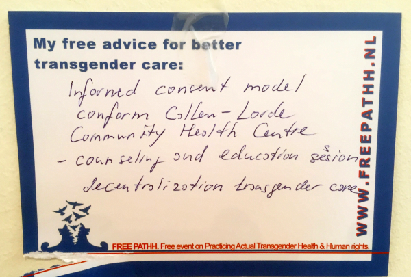 Geïnformeerd consent model zoals bij het Callen-Lorde Community Health Centre - advies- en informatiesessie, decentralisatie transgenderzorg.