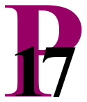 Logo Principle 17: een paarse letter P, met daarvoor het cijfer 17 (in zwart)